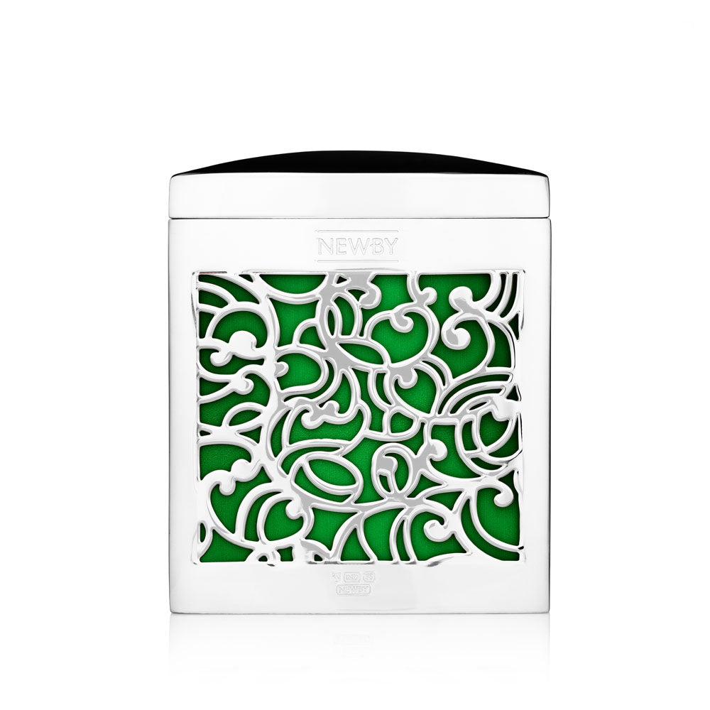 Silver Plated Lattice caddy (Emerald green insert) (no.2)