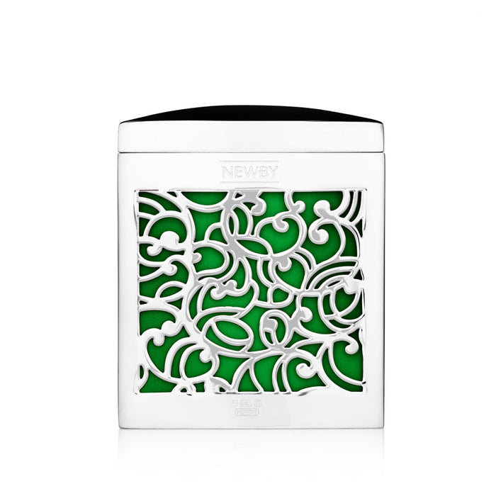Silver Plated Lattice caddy (Emerald green insert) (no.2)