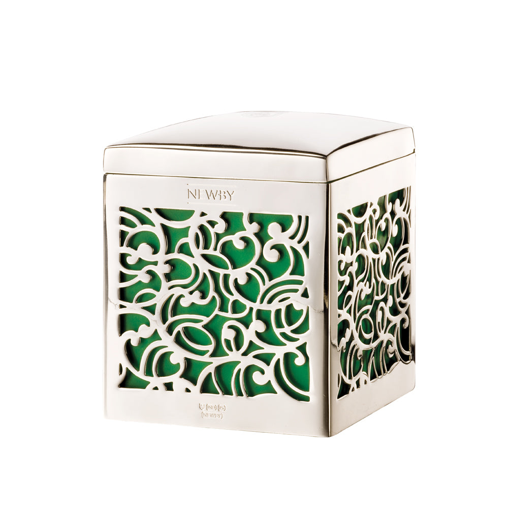 Silver Plated Lattice caddy (Emerald green insert) (no.2)