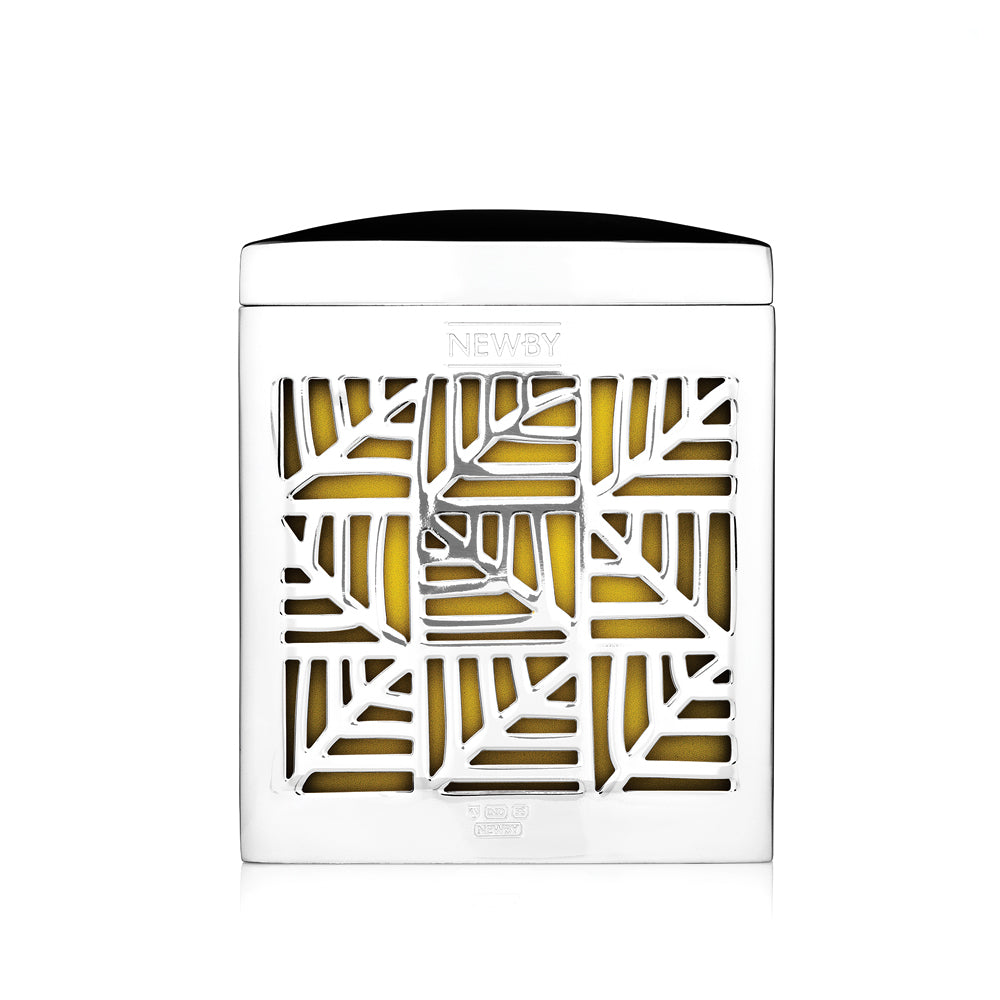 Silver Plated Lattice caddy (Yellow insert) (no.1)