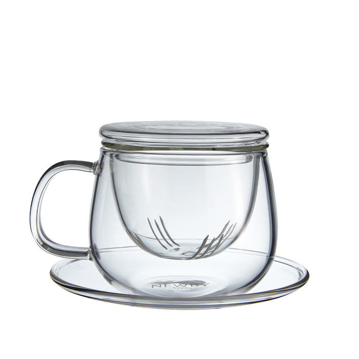 Set Glastasse/Untertasse inkl. Sieb und passender Ablageschale – 250 ml