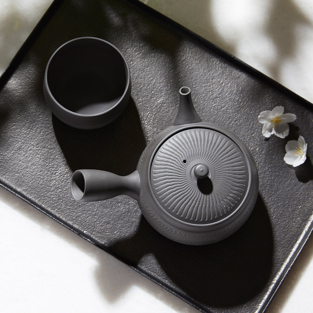 Japanese Kyusu Teapot and Cups Set - Black