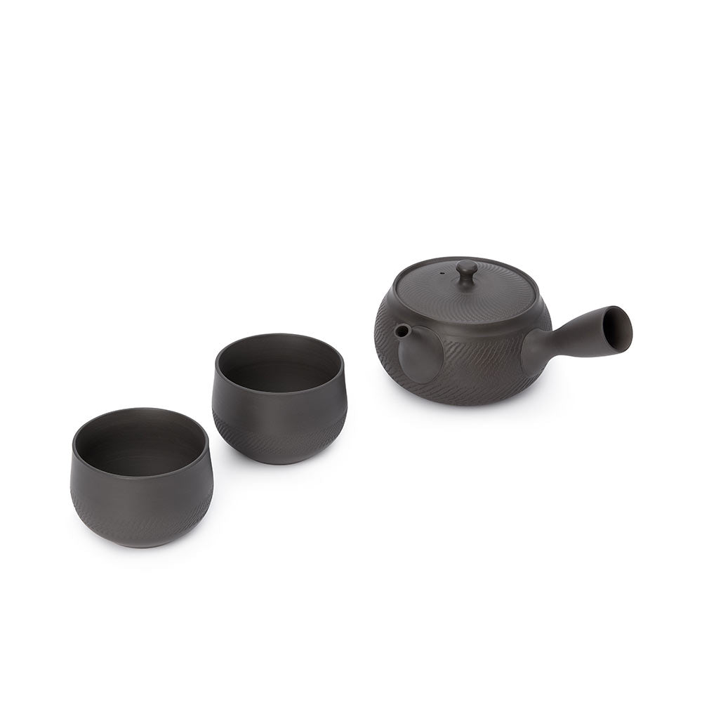 Japanese Kyusu Teapot and Cups Set - Black